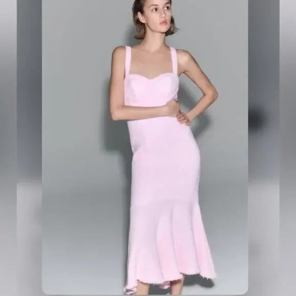 NWT Zara Pink Tweed Sleeveless Dress size Large